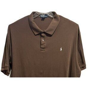 Polo by Ralph Lauren Mens 4XB Brown Long Sleeve Pony Embroidered Polo Shirt